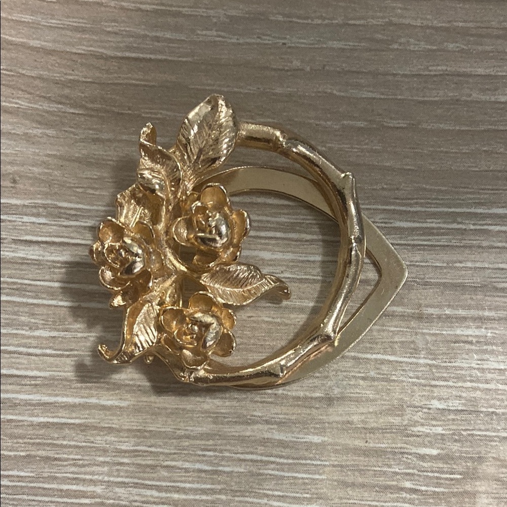Gold Toned Floral Money Clip